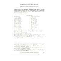 Ginkinger Family Bible Record, Lehigh and Northampton Counties