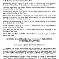 Rhoads Shankland, Esq. (1740-1816), Surveyor, of Lewes, Delaware
