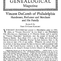 Vincent DuComb of Philadelphia Hairdresser, Perfumer and Merchant and His Family