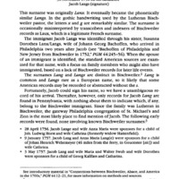 Langs of Philadelphia and New Jersey from Bischweiler in 1750