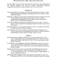 Whelen Family Record, Philadelphia