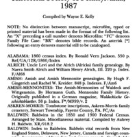 Genealogical Accessions by the Genealogical Society and the Historical Society of Pennsylvania, 1987