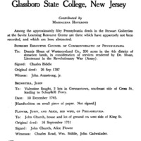 Three Unrecorded Pennsylvania Deeds at the Savitz Learning Resource Center Glassboro State College, New Jersey