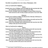 Carver Bible Record, Bucks County