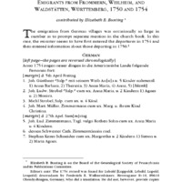 Emigrants from Fommern, Weilheim, and Waldstätten, Württemberg, 1750 and 1754