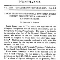James Green of Springfield Township, Bucks County, Pennsylvania, and Some of His Descendants
