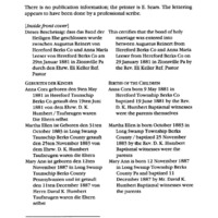 Reinert Bible Record, Berks County