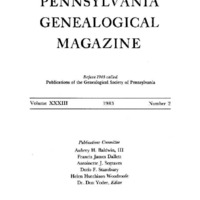 The Pennsylvania Genealogical Magazine, Vol 33, No 2, Title and Contents