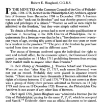 Persons Admitted as Freemen to the City of Philadelphia, 1704-1720