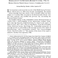 Marriages of the Reverand Robert Cooper, 1786-94, Middle Springs Presbyterian Church, Cumberland County