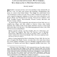 Luppolds from Endingen, Württemberg, Who Emigrated to Western Pennsylvania