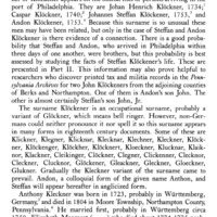 Kleckners of Pennsylvania, Part I: The Family of Anthony Kleckner, 1723-1804