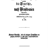 Wobimeynende Gadridt, die BeutlGe, die tinh Peniitoanien Gefrieven Le 19.Oct. 1749.