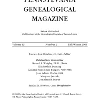 The Pennsylvania Genealogical Magazine, Vol 43, No 2, Title and Contents
