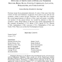 Officers of the Courts of Oyer and Terminier Bedford, Bucks, Chester, Cumberlan, Lancaster, Philadelhpia, and York Counties