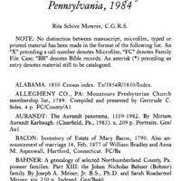 Genealogical Accessions by the Genealogical Society and the Historical Society of Pennsylvania, 1984