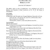 Fox Bible Record, Berks County
