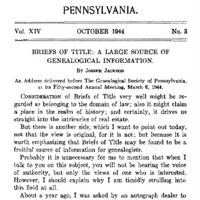 Briefs of Title: a Large Source of Genealogical Information.