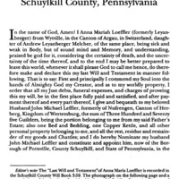 Last Will and Testament of Anna Maria Loeffler, Schuylkill County, Pennsylvania