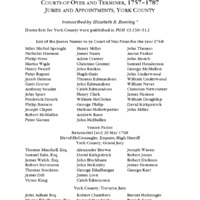 Courts of Oyer and Terminer, 1757-1787, Juries and Apppointments, York County