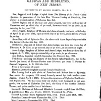 Records of the Families of Jaggard, Bee, Lodge, Leonard, Lawrence, Smith, Marshall, Hopkins, Thomas, Gabitas and Middleton, of New Jersey