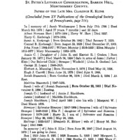 Pennsylvania Gravestone Inscriptions: St. Peter'S Lutheran Congregation, Barren Hill, Montgomery County