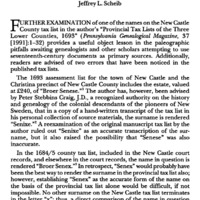 Lower Counties' Provincial Tax Lists: A Note on Paleography