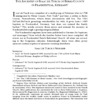 The Ancestry of Isaac De Turck of Berks County in Frankenthal, Germany