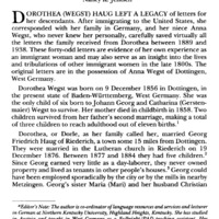 Dorothea Haug: Her Legacy of Letters