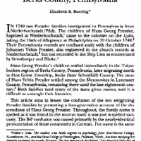 The Bressler/Pressler Family of Niederhochstadt/Pfalz and Berks County, Pennsylvania