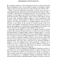 Editor's Notes, Remembering Nettie Seagraves