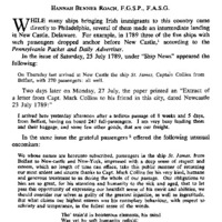 Post-Revolutionary Arrivals in the Delaware River