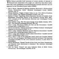 Articles of Pennsylvania Interest in Non-Pennsylvania Journals