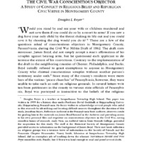 The Civil War Conscientious Objector: A Study of Conflict in Religious Belief and Republican Civic Virtue in Montgomery County