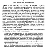 Peddlers and Indian Traders License Papers, 1722-1866 Chester County, Pennsylvania