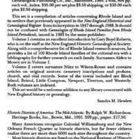 Genealogies of Rhode Island Families from the New England Historical and Genealogical Register
