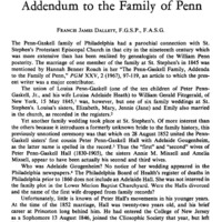 A Penn-Gaskell Hall Marriage of 1852 Addendum to the Family of Penn