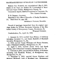 Marriage Record of Mahlon Van Booskirk