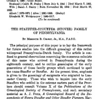 The Stauffer-Stouffer (Stover) Family of Pennsylvania