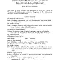 Fleming-Green-McKean-Slaymaker-Spence Bible Record, Lancaster County