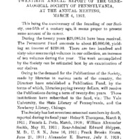Twentieth Annual Report of the Genealogical Society of Pennsylvania, at the Annual Meeting, March 4, 1912