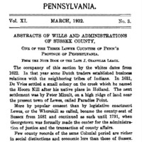 Abstracts of Wills and Administrations of Sussex County, One of the Three Lower Counties of Penn's Province of Pennsylvania