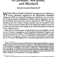 New Records: Georg Lenhar(d)t Krumrein of Germany, NewJersey, and Maryland