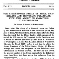 The Huber-Hoover Family of Aesch, Switzerland and Trippstadt, Palatinate: With Some Accent on Migrations to Pennsylvania