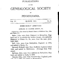Some Early Arrivals. Settlers in Chester County, Pa.