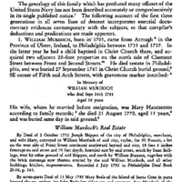 William Murdoch (1705-1761), of Philadelphia, and His Descendants: Murdoch, Beale, Sweers, Tingey, Kelly, Wingate, Craven, Dulany, Crosby, and Duffield