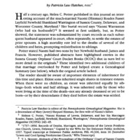 The Children of Naomi (Hinman) Roades/Fasset/Layfield/Newbold/Shankland/Warrington of Sussex County, Delaware