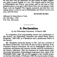 A Declaration by the Fellowships Committee, 18 March 1986