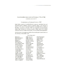 Election Returns, Lists Of Voters, 1776-1790