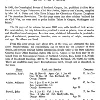 Pennsylvanians Who Served in the Oregon Volunteers Infantry and Cavalry, Civil War Period